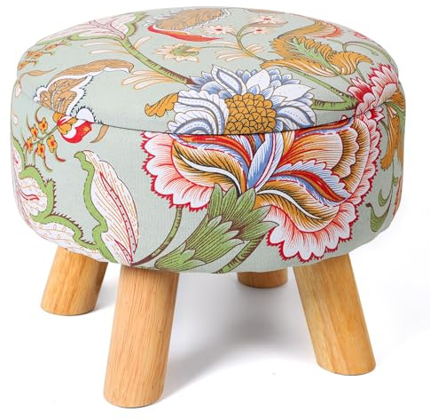 Nandae Hocker mit Stauraum,Boho Fußhocker 2-in-1 Deckel Wird zu Side-Tisch Sitzhocker Ottomane mit Holzfüßen Für Wohnzimmer, Schlafzimmer, Schminktisch