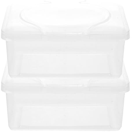 ULTECHNOVO 2piezas Caja Dispensadora de Toallitas Húmedas Rellenables Contenedores Transparentes y Antipolvo para Bebés Organizador de Toallitas para Baño Cocina y Oficina Unidades
