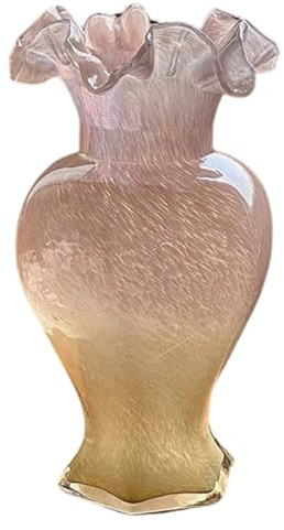 Uxsjakjsd Jarrón de Flores de Cristal Rosa, Adorno para Sala de Estar, Lacado de Mediados de Siglo, Orquídea