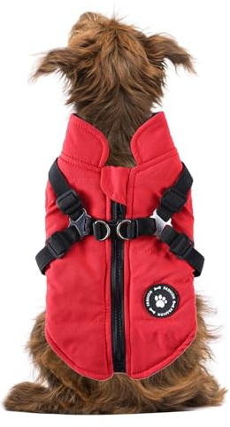 Waterproof Dog Coat With Harness, Adjustable Reflective pet dogs Harness Vest Winter Puppy Clothes With Chest Strap, Warm Coats & Jackets For Small Medium Large Dogs Winter Warm XS-2XL