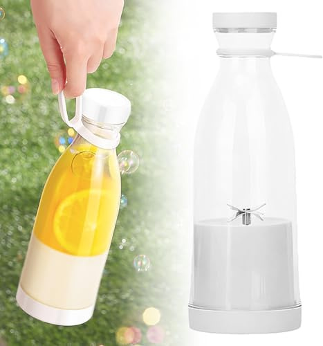 TakByoDf Portable Juicer Blender Bottle Mini Electric Blender 350ml Juicer Cup for Smoothie Milkshake Juice Baby Food Built-in Battery for Travel Sports Kitchen Office Outdoors (White)