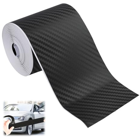 1 Pieza Vinilo de Fibra de Carbono, Cinta Protectora Negro, Tira Protectora de Coche, Tamaño 7cm X 10m, Autoadhesiva, Apta para Puertas, Umbrales Y Manillas de Coche, Motocicleta Y Bicicleta