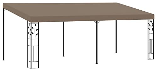 QJBSAVVA Wandanbau-Pavillon 6x3m Wandpavillon mit Dach aus Polyester Stabiles Stahlgestell Terrassenüberdachung für Garten und Terrasse Anbaupavillon Taupe
