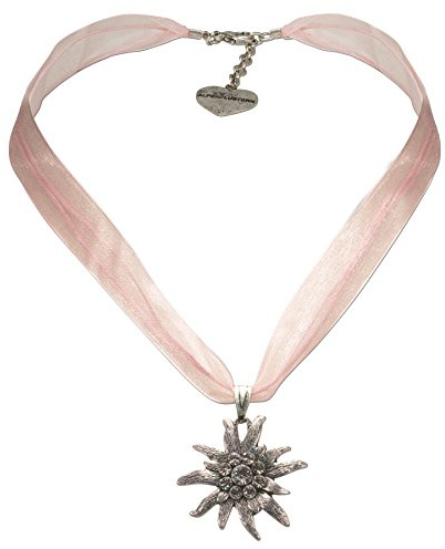 Alpenflüstern Organza-Trachtenkette Strass-Edelweiß - Damen-Trachtenschmuck Dirndlkette in traditionellen Farben DHK079