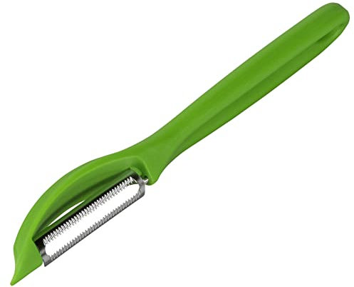 Victorinox Universalschäler mit Pendelklinge, Zackenschliff, Zweischneidig, Edelstahl, Swiss Made, Grün