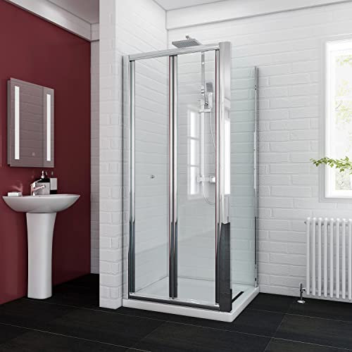 ELEGANT 760 x 760 mm Bifold Shower Enclosure Glass Screen Door Cubicle with Side Panel