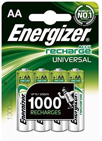 Energizer Pack of 3 Blister Packs of 4 HR6 Universal AA 1300 mAh Rechargeable Batteries