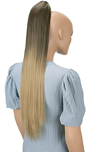 CAISHA 70cm Hairpiece Braid Ponytail Hair Extension Straight Ombré Brown Blonde H118