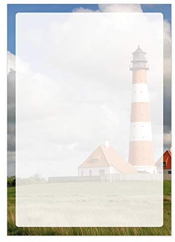 DIN A4 Designpapier-210 mit 100 Blatt, Leuchtturm an der Nordsee 90g Motivpapier, einseitig bedruckt