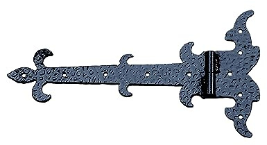 UHRIG butiksband 34 cm lång, DIN höger, smidesjärn antik svart belagd, gångjärn, beslag för fönsterluckor, skåpdörr och mycket mer.