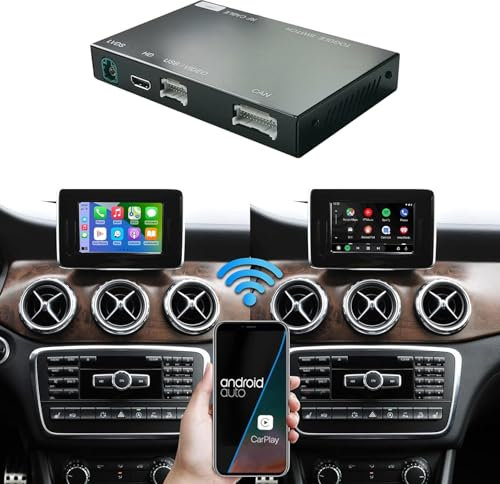 Road Top Wireless Carplay Retrofit Kit Decoder for Mercedes Benz A/B/C/GLK/GLA/GLC/GLS/ML/GL/SLK/E/G/V Class 2011-2015 Year with NTG4.5/4.7 System, Compatible with Apple Carplay & Android Auto