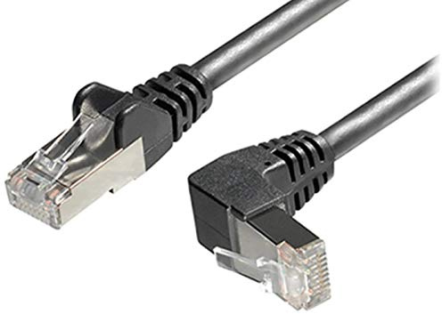 Sat-Fox Cat6A / S/FTP (PIMF) Patchkabel Netzwerkkabel RJ45 Stecker gerade auf RJ45 Stecker nach oben gewinkelt, 3 m