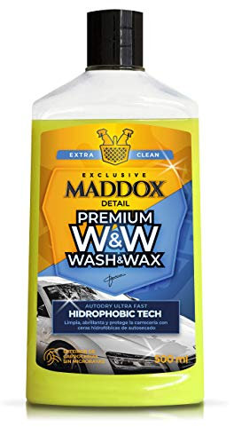 Maddox Detail - Premium Wash & Wax 500 ml | Shampoo auto con Cera Auto | Prodotti per la Pulizia Auto e Rinnova Plastiche Auto | Idratante per Plastica Auto | Protezione Vernice senza Asciugatura