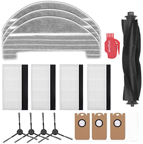DingGreat Replacement Parts for Proscenic M8 PRO Robot Vacuum Cleaner, Accessory Kit Pack of 1 Main Brush, 4 Side Brush, 4 Filter, 3 Mop Cloth, 3 Dust Bag