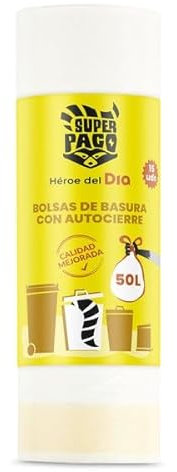 DIA SUPER PACO bolsa de basura con autocierre 50 litros rollo 15 uds