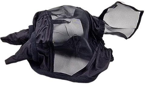Fliegenhaube Lissy mit Ohr und Nasenschutz Grau Schwarz viel Augenfreiheit Fliegenmaske Fliegenschutz Shetty (Schwarz/Schwarz)