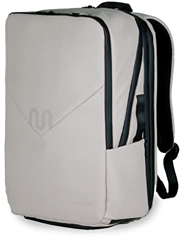 onemate Rucksack Backpack Pro (Herren und Damen) Vielseitig und Durchdacht aus Recycelten Plastikflaschen 22L (schwarz) (Grau-Beige)