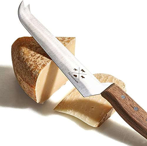 Formaticum - Professional Tasting Cheese Knife - 7 x 1.25 All Types of Cheese Slicer, Stainless Steel Blade, Fork Tip and Walnut Handle, Great Cheese Charcuterie Accessories - Handmade in Italy