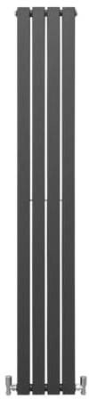 Paneelheizkörper Flachheizkörper Design Heizkörper Heizung 180cm x 28cm Anthrazit Grau Vertikal Heizgerät Doppellagig Wandheizkörper Küche Wohnzimmer Badezimmer Reinigungsbürste und Befestigungsset