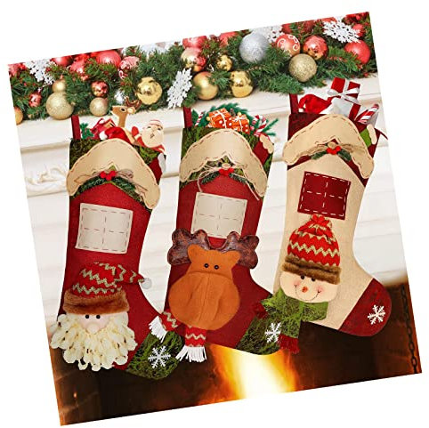 ＣＨＡＭＥＥＮ 3er Set Nikolausstiefel zum Befüllen, Groß Weihnachtsstrumpf Nikolausstrumpf Gefüllt Set, Christmas Stocking Personalized Weihnachtssocken Hängende Strümpfe Weihnachtsbaum KaminWeihnachtsdeko