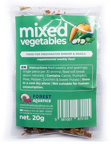 Mixed Dried Vegetables Food for Shrimp Snails Plecos Nerites Ramshorns (20g)
