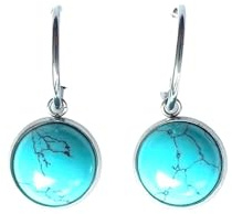 Frauen Naturstein Hoop Earrings - Ohrringe Hängend Edelstahl - Schmuck Damen Natürliche Heilung Edelstein Schutz Charme - Ideale Geschenkideen - ASTER ALHELÍ