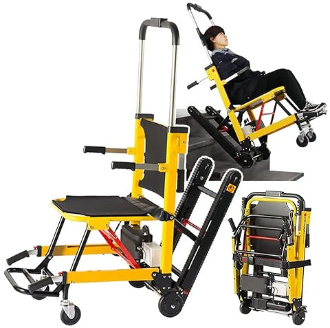 JUNIPI Elektrischer Rollstuhl-Treppenlift, Elektrischer Raupen-Treppensteiger, GewichtskapazitäT: 165 Kg (363 Lb), DäMpfende Reifen, Faltbar, Kann Treppen Hoch Und Runter Gehen