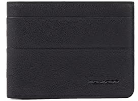 PIQUADRO, Men’s wallet with coin pocket and RFID anti-fraud protection, NERO