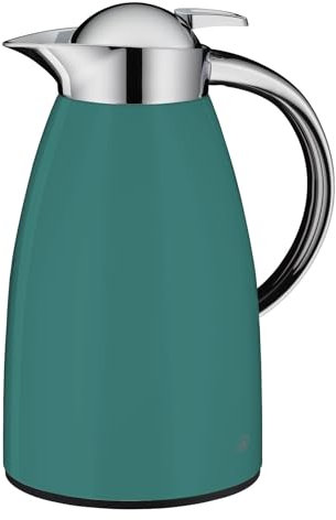 alfi SIGNO 1.0l, grün matt, Edelstahl-Isolierkanne mit hygienischem Hartglaseinsatz, Drehverschluss mit bequemer Drucktaste, ergonomischer Griff, mit einer Hand, ideal als Kaffeekanne, Teekanne