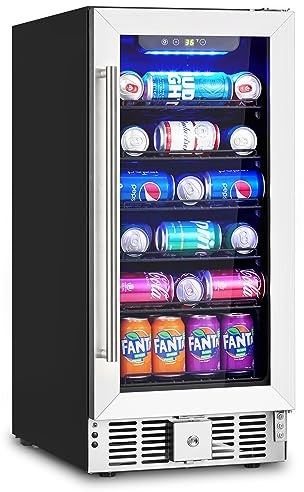 Towallmark Beverage Refrigerator, 3.2 Cu.ft Beverage Fridge｜115 Cans Capacity, Small Beverage Cooler with 36～60°F Adjustable Digital Temperature Control Compressor and Safety Lock