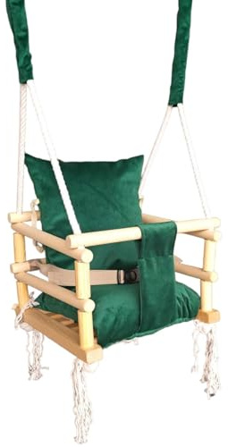 Love Gifts® Babyschaukel aus Holz hochwertig und geeignet als indoor Schaukel, montierbar an der Decke sowie im Türrahmen, Prestige-Green, Made in EU