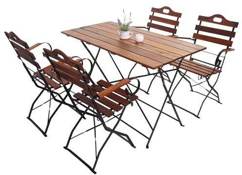 Mendler HWC-J40 - Juego de mesa plegable para jardín de cerveza, color marrón