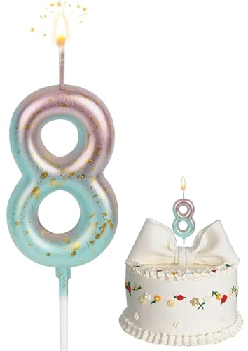 Zahlen Kerzen, Kerze 8 Geburtstag, Geburtstagskerzen für Kinder Erwachsene | Farbverlauf Kerzen, Geburtstagskerzen für Geburtstag Jahrestag Partys