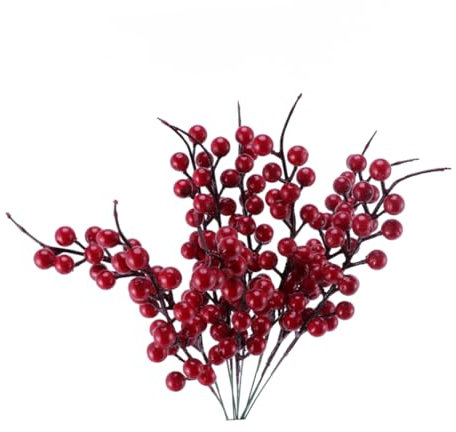 TOPBATHY 10 Stück Künstliche Rote Beeren Weihnachtsdekoration aus Kunststoff und Frottee Lebensecht mit Leuchtenden Farben für Party Dekoration und Fotorequisiten