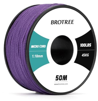Brotree Micro Cuerda Paracord 1,18mm 50M Bobina - 45KG MAX | Negro, 100% Poliéster, Para Pulsera, Bricolaje, Manualidades, Collar, Campanillas, Joyería