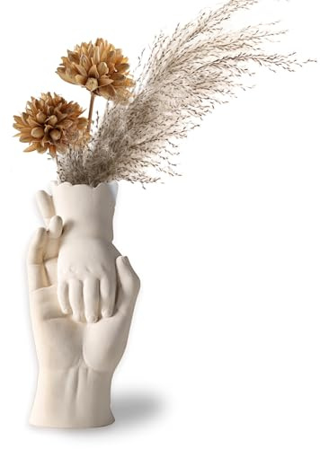 Weiß Keramik Vase für Dekoration, Blumenvase für Minimalistische Deko, Vase für Pampasgras Deko, Moderne Boho Nordic für Wohnzimmer, Hochzeit, Abendessen Tisch.