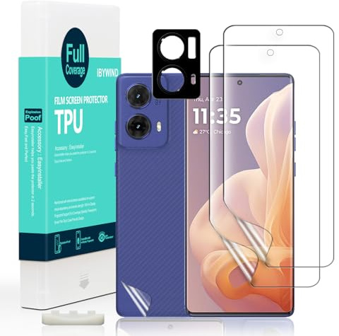 Ibywind 2 Pezzi Pellicola Protettiva per Motorola Moto G85 5G 6,67+1 Protettore Len Della fotocamera+1 Pellicola Posteriore,Pellicola TPU Flessibile HD Chiaro Bubble Proof Non Vetro Auto-guarigione