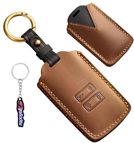 Ysbxitu Autoschlüssel Hülle Leder-Schlüsselanhänger Passt für Renault Clio Megane Koleos Kadjar Kangoo Twingo Talisman Captur Espace Schutzhülle Abdeckung Fernbedienung Cover Geschenkidee Auto-Zubehör