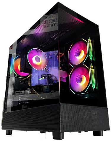 Golook PC Gaming Sapphire 3.0 - Ryzen 5 7600 / 16GB RAM / 1TB NVME M.2 / RX 7600 8GB / B650 / 4 Ventole Raffreddamento a Torre/Wifi e Bluetooth - Computer Fisso