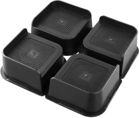 QWORK® 4 Pack 2 inch Bed Risers, Heavy Duty Furniture Risers to Rise for Bed Sofa Desk Chair Refrigerator Washing Machine, L shaped Design, Up to 6000 Lbs