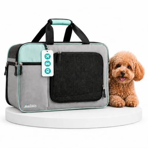 Annitaño Premium Hundeflugtasche 55x40x23 cm PET EUWI | aus recycelten PET-Flaschen | wasserabweisend und belastbar bis 12 kg, große Mesh-Öffnung, Rucksackfunktion & Trolley-Befestigung