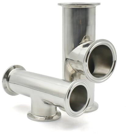 KSZHZYMGX 1pcs 1.5- 4 SS304 3-Way Union Low Neck 3-Way Tee Fitting Pipe Fittings 50.5-119MM With 3 Clamps(1.5 inch)