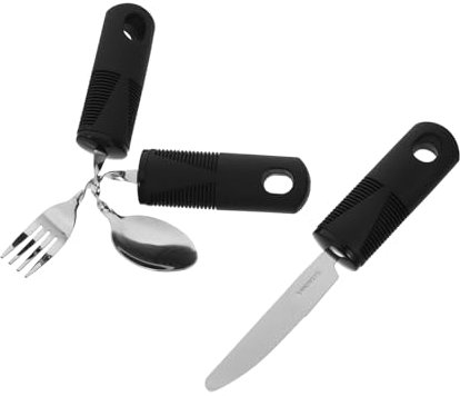 BAZEITFLOW 3pièces Set De Couverts Adaptatifs Anti-tremblement Pour Personnes Âgées Ustensiles Acier Inoxydable Pliables Pour Repas Confortables Ensemble De Cuillère Fourchette Couteau