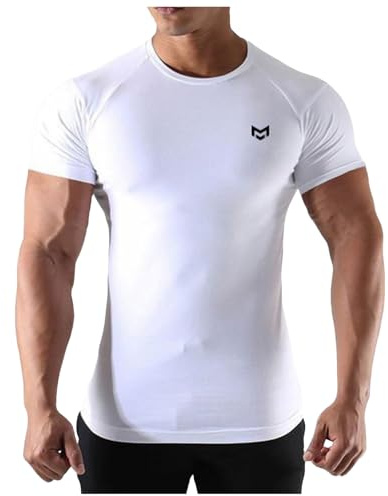 Rashguard T-shirt UV à manches courtes pour homme - T-shirt de surf - Séchage rapide - T-shirt de compression - T-shirt de sport - T-shirt de course, A-blanc., L