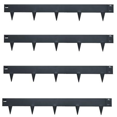 Garden Gear Heavy Metal Border 4 Pack Steel Edging 1.06m Long & 16cm High Easy Installation Rustproof Landscaping Flowerbed Pathway Edge (Graphite)