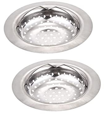 DIYEAH Stainless Steel Sink Drain Strainer and Filter, Anti-clog Mesh Basket for Kitchen and Bathroom Drainage, 2pcs Silver Handheld Filters for Home Sink