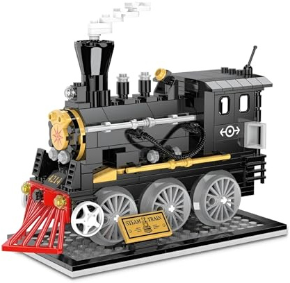 DrmBeyd Stadt Zug Bausteine Set, Retro Dampfzug Modell Eisenbahn Bausatz, 261 Teile Klassische Lokomotive Zug Klemmbausteine, Geschenk für Erwachsene und Kinder