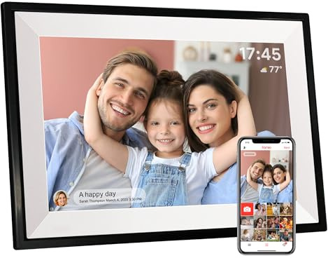 PiPivision Frameo 10.1 WiFi Digital Picture Frame, Instantly Share Photos & Videos, Easy Setup for Seniors, 32GB Storage,IPS Touch Screen,– Real-Time Family Connection for Long Distance