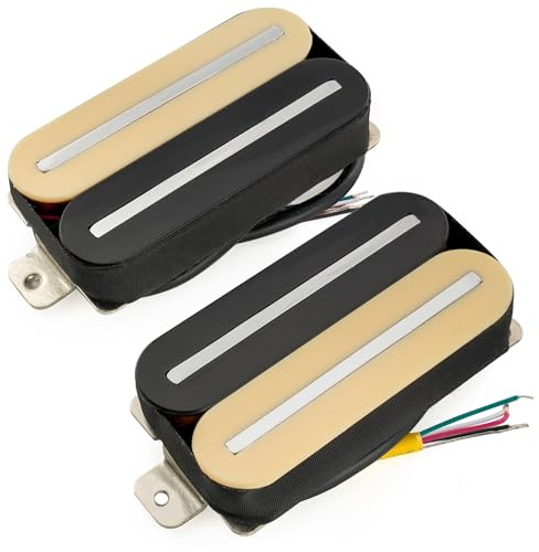 Musiclily Pro HH-DJRC Keramik Rail Blade Humbucker Tonabnehmer Set Zebra | Hals Steg Pickups 8K/14,5K,für E-Gitarre