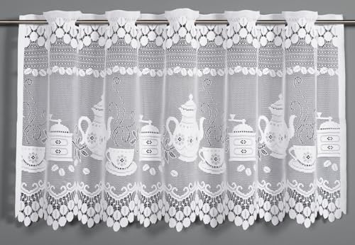 Sehlbach Cortina de bistró diseño de café Monocolor, Blanco, 140 x 60 cm Cortina de Estilo bistró, Ambiente Acogedor, Traslúcido, Decoración Sencilla, Certificado Oeko-Tex